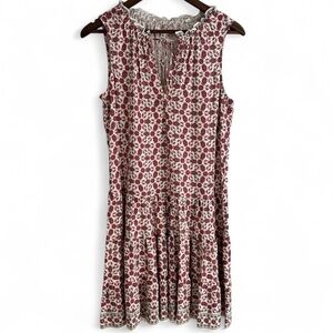 NWT Max Studio Midi Dress Retro Red Green Floral Tie Front Bohemian Women’s XS